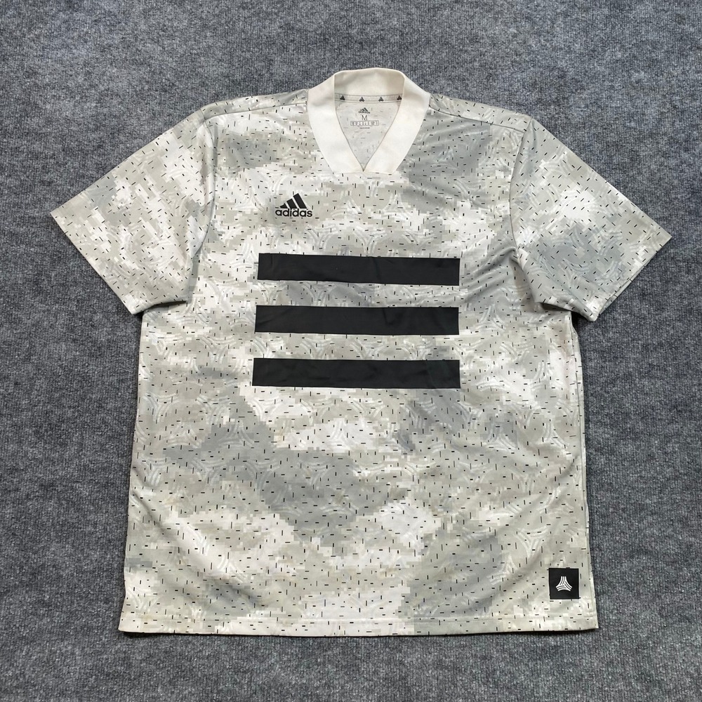 Adidas Tango Mens Grey Digital Camo Soccer Jersey Black Stripes DZ9536 Size M
